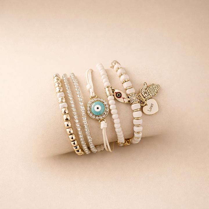 Safira Hamsa Armbåndssæt – Symbolsk elegance
