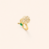 Elegant guldring med drejende blomstermotiv