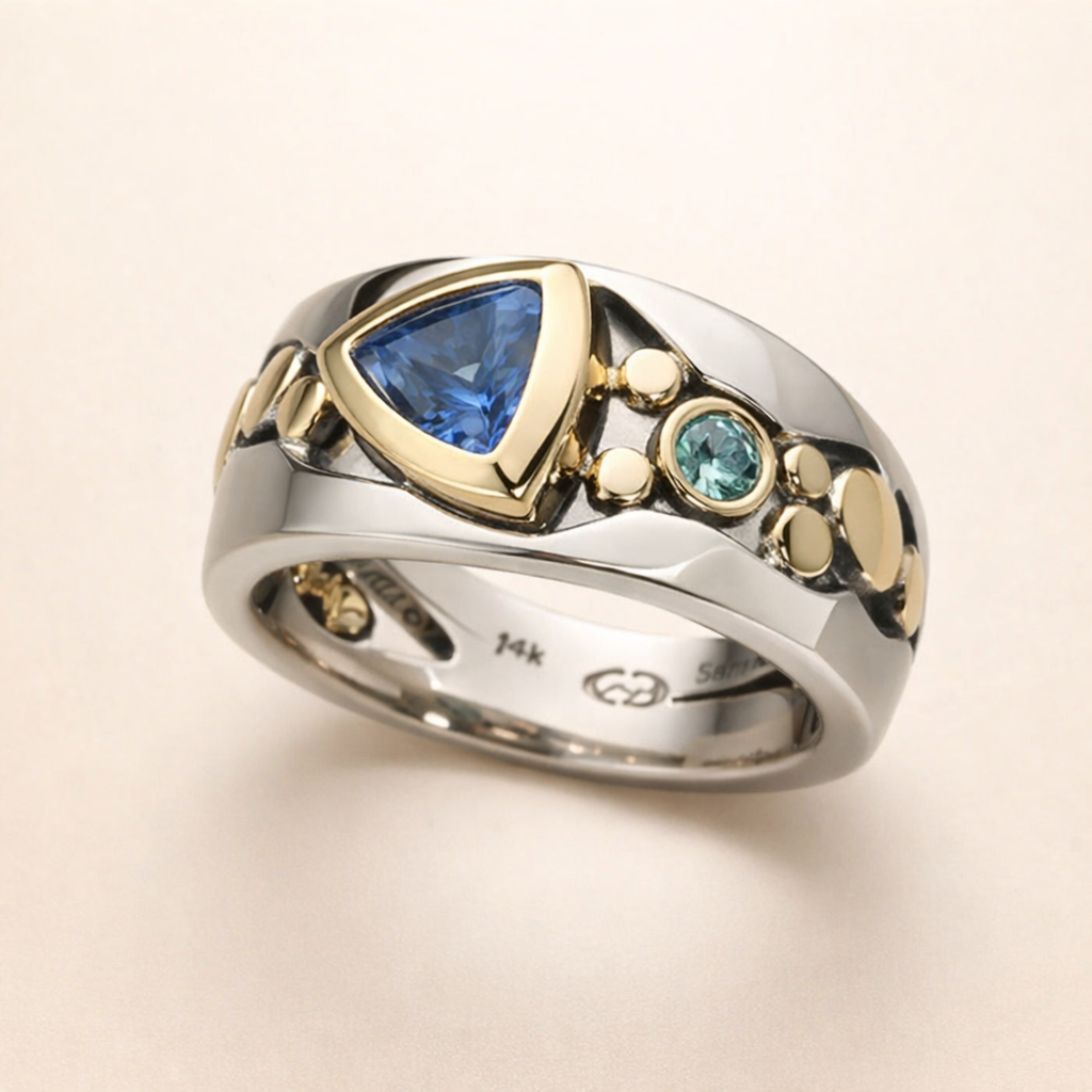 Elegant ring i hvidguld med antik issten