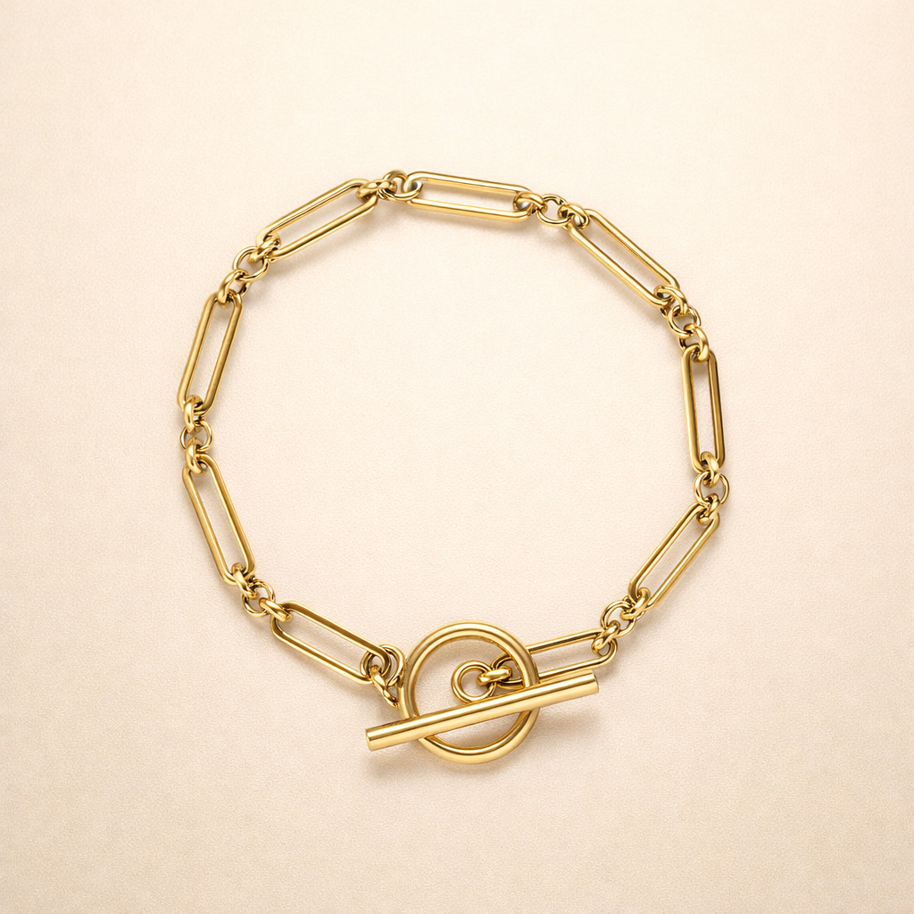 Elegant T-Bar armbånd i hvidguld