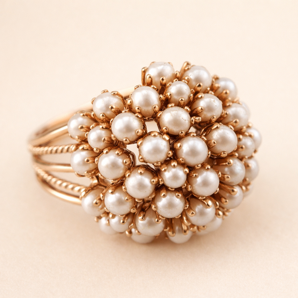 Elegant ring med indlagte perler