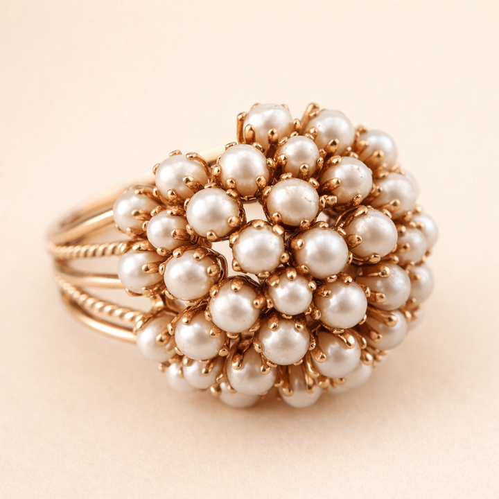 Elegant ring med indlagte perler