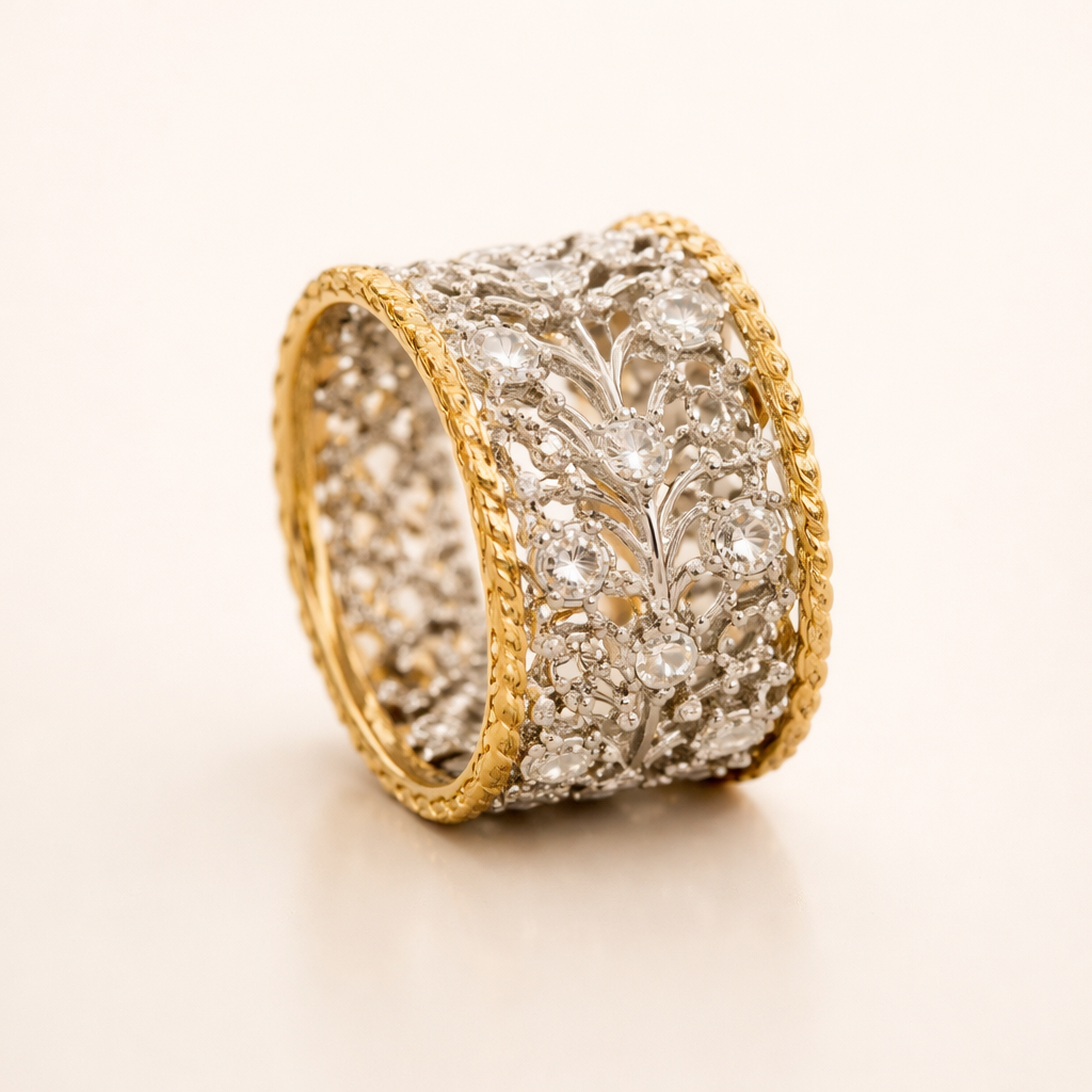 Elegant zirkoniaring med raffineret vintageudtryk