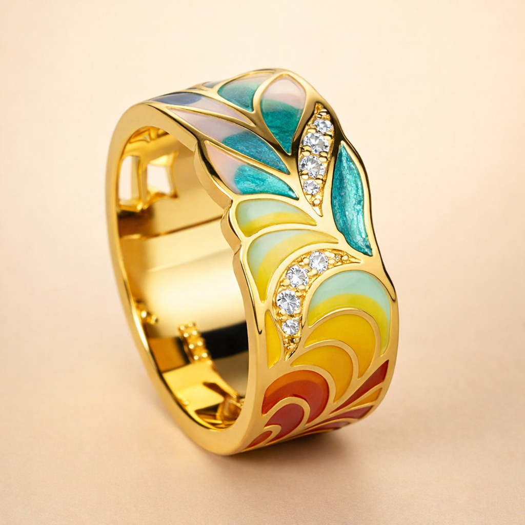 Elegant blomsterring i vintageguld