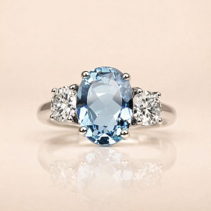 Elegant ring med blå zirkonia i ægte sølv