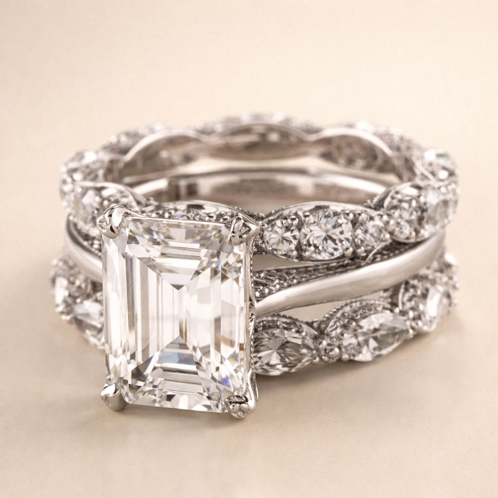 Elegant lagdelt sølvring med en raffineret finish