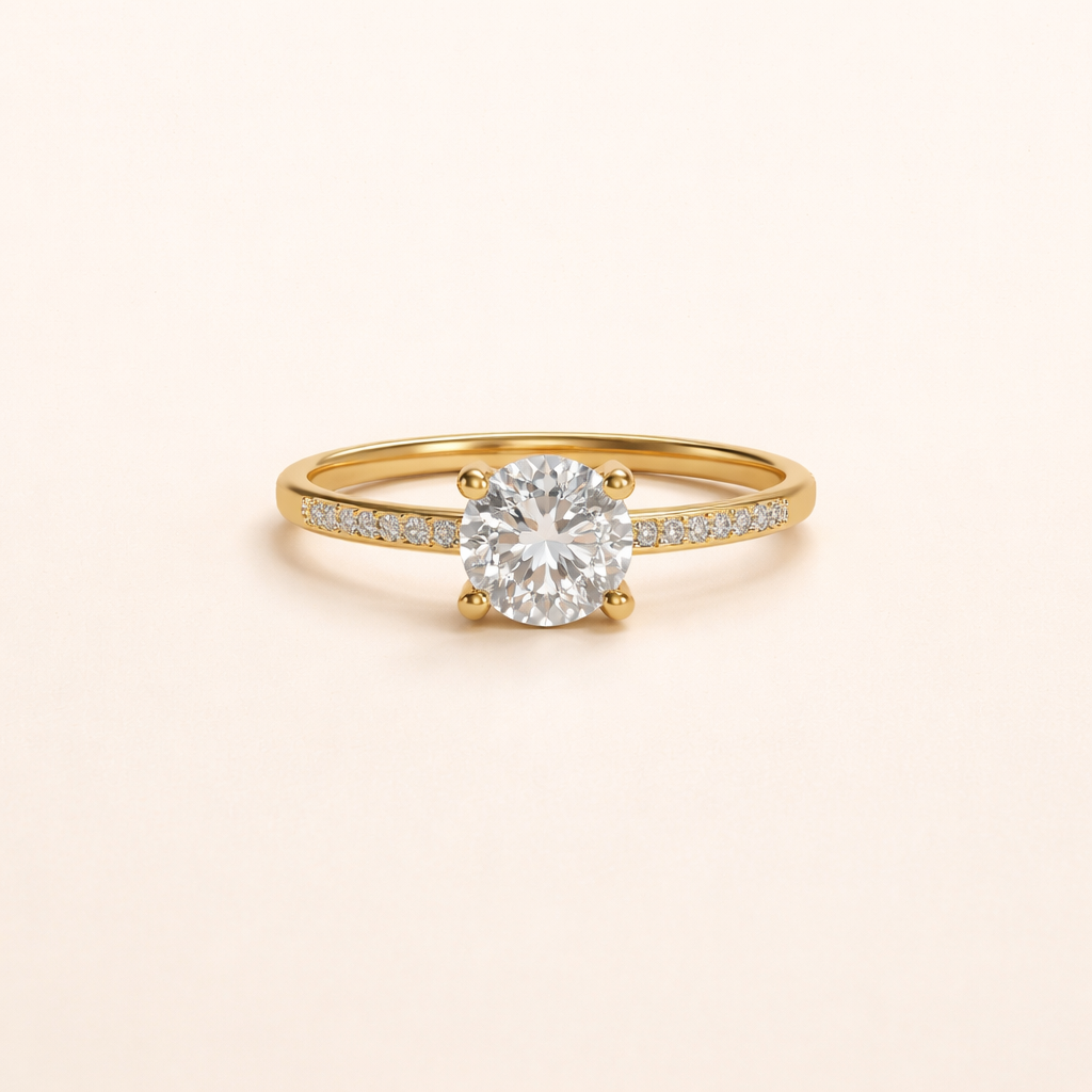 Elegant ring med krystaller i guld og sølv