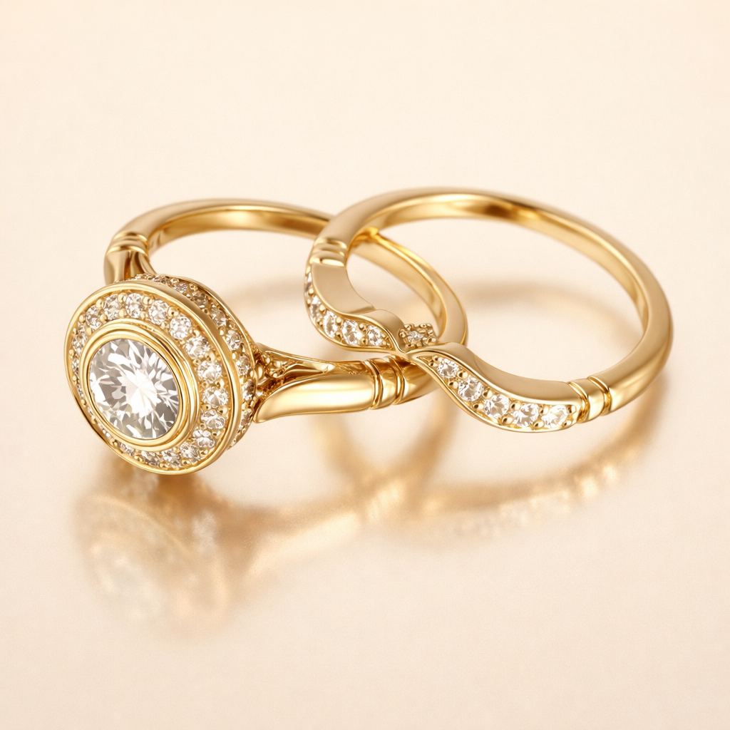 Elegant guldring med zirkonia i vintagestil