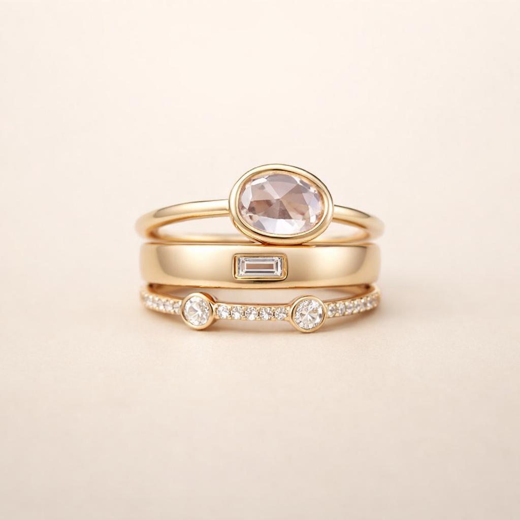 Elegant guldring med zirkonia i vintagestil