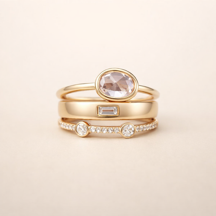 Elegant guldring med zirkonia i vintagestil