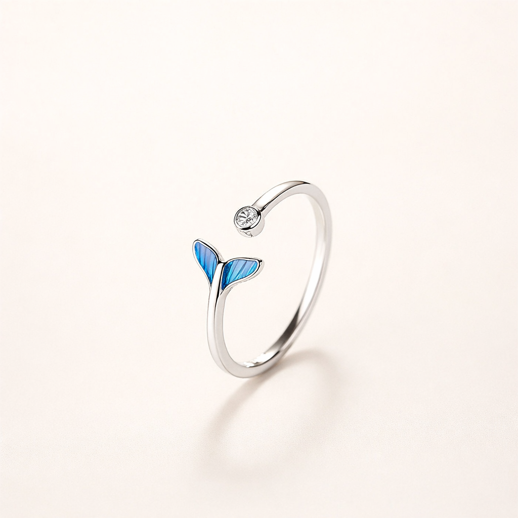 Sølvring med zirkonia og elegant bølgeform