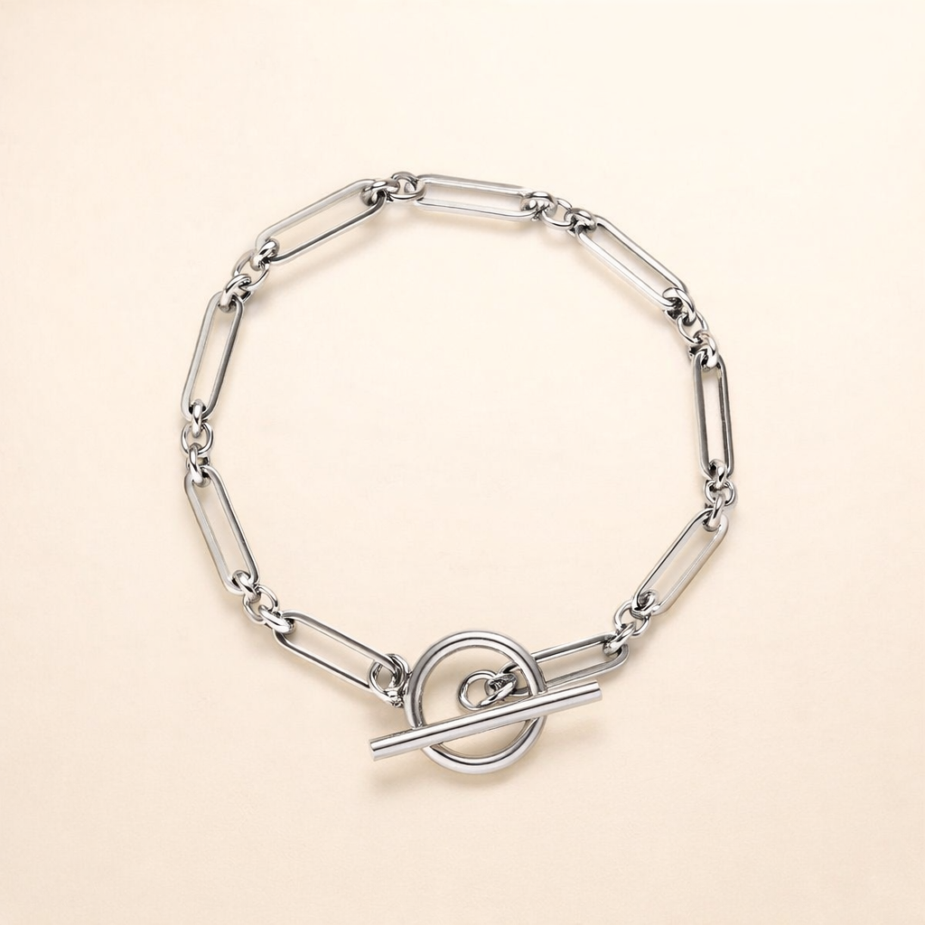 Elegant T-Bar armbånd i hvidguld