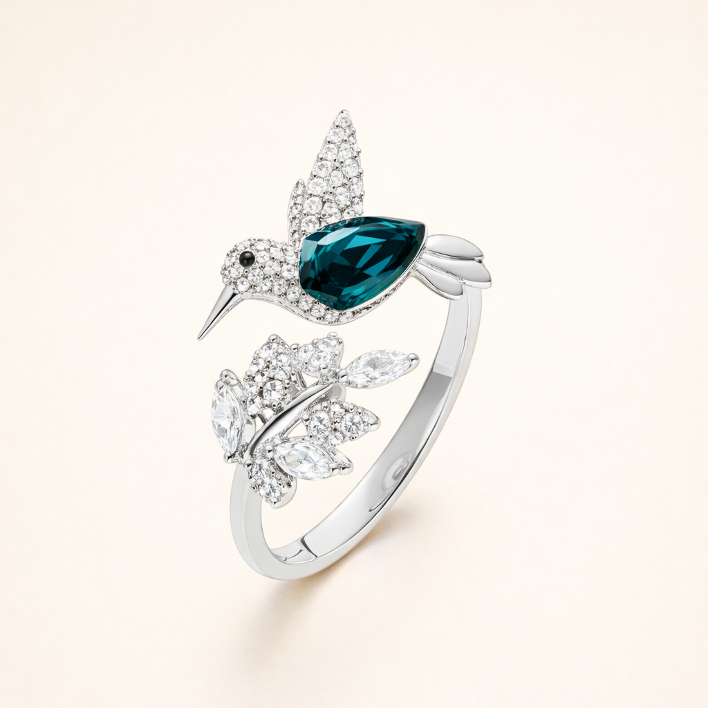 Justerbar Hummingbird Sparkle Ring med Rhinestone Diamant