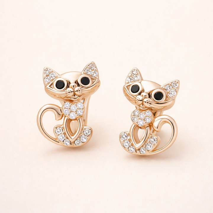 Elegante Zirkonia Kitty Øreringe