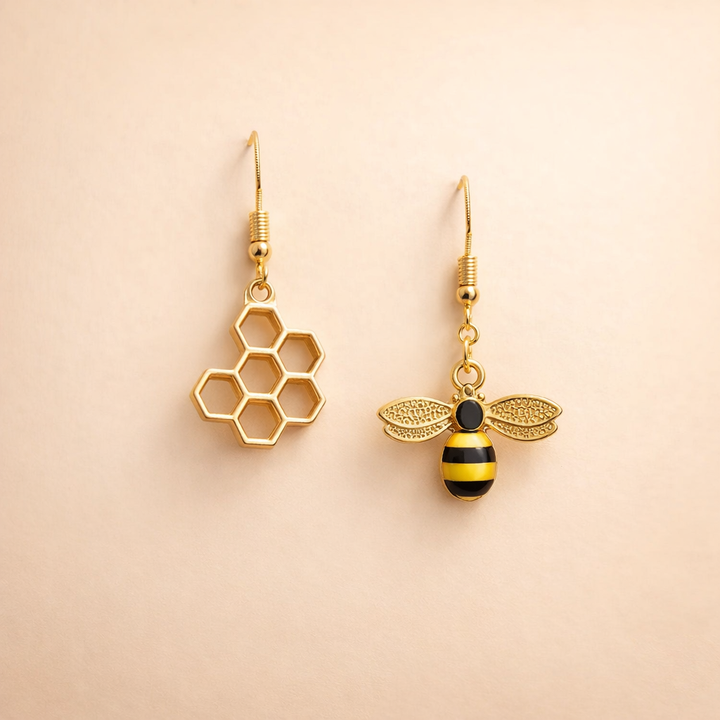 Honeycomb &amp; Bi Øreringe – Guldsmykker til Kvinder
