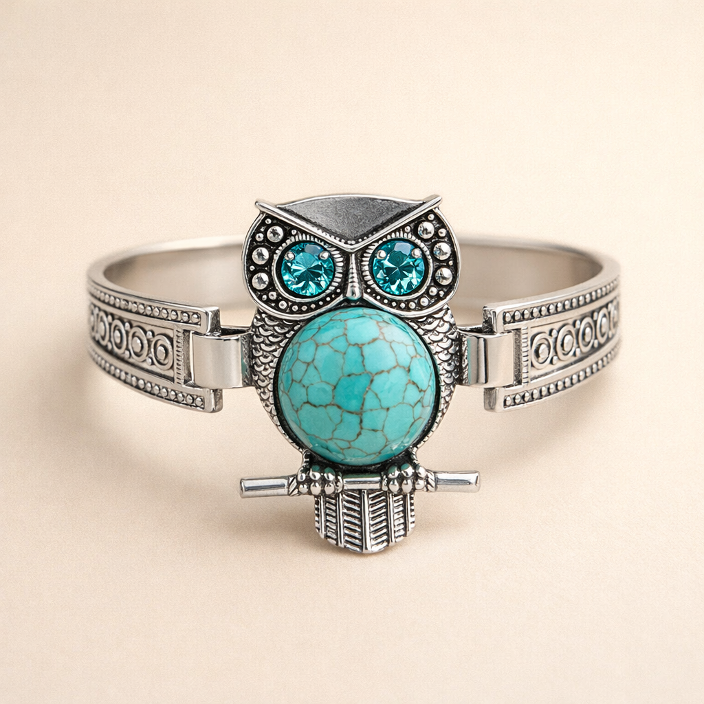 Vintage Ugle Turkis Charm Armbånd