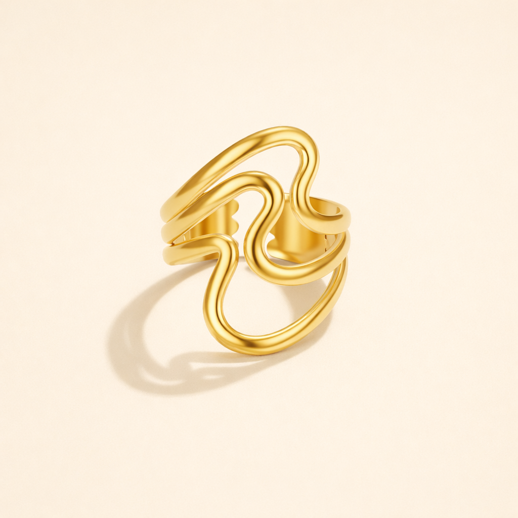 Guld Bølger Wrap Ring