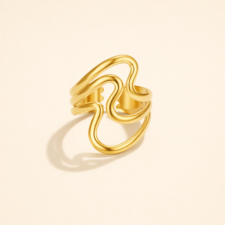 Guld Bølger Wrap Ring