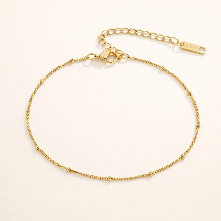 Mira Beaded Guld Ankelkæde