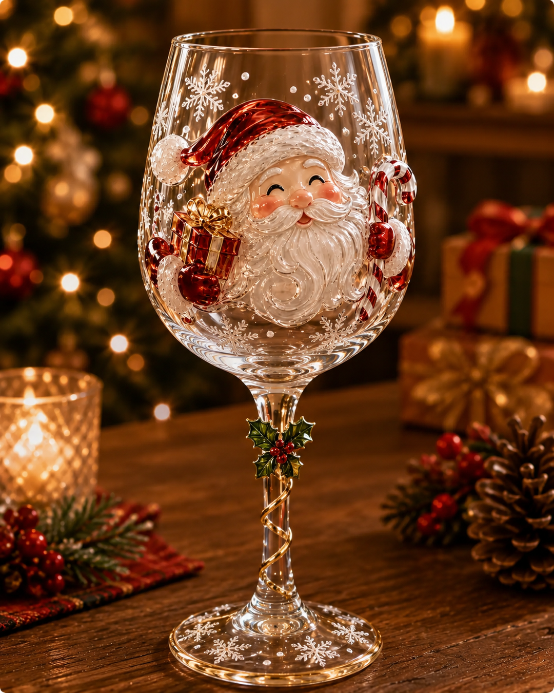 3D-vinglas til jul – festlig drikkeglæde med julecharme