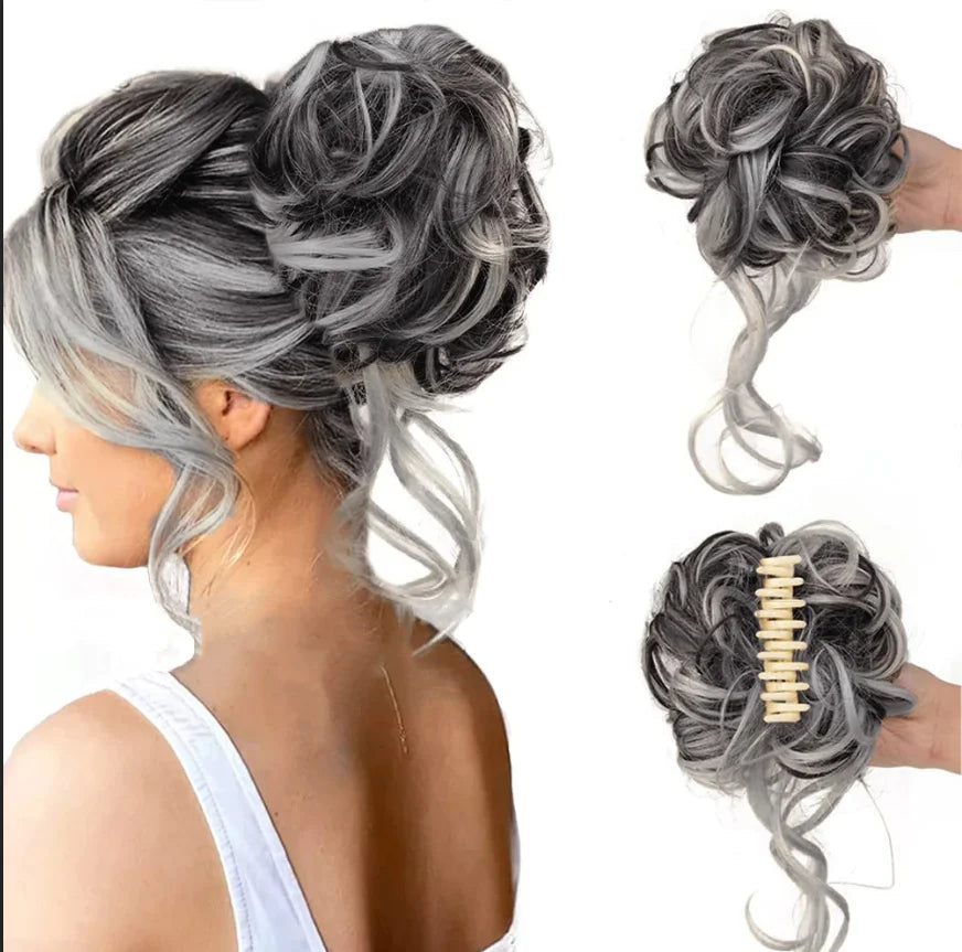 Krøllet chignon – clip-in hairextensions med volumen og naturligt udseende