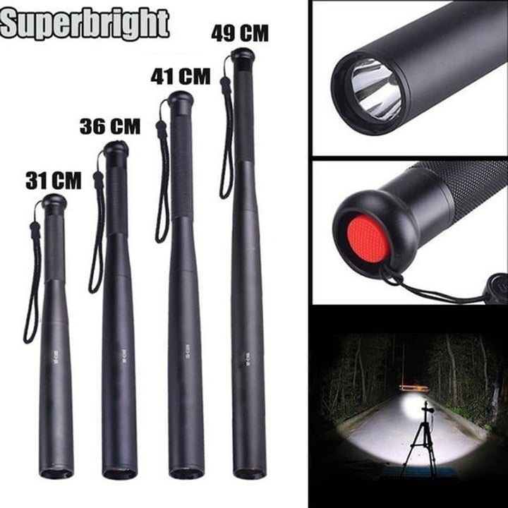 LED-lygte i form af et baseballbat | Aluminiumslegering, 3 lystilstande | Nød- og hverdagsbrug