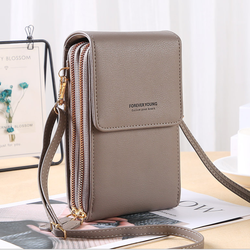 Telefontaske med touchscreen og pungfunktion – kompakt crossbody-taske til daglig brug
