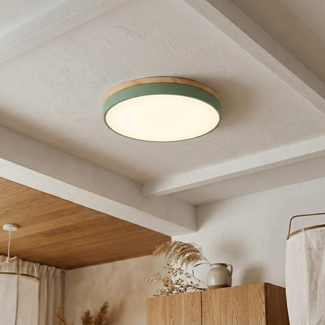 Rund skive-loftlampe – flad, indbygget lampe
