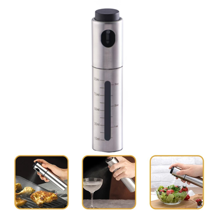 CULINARA FineMist oliesprayer | Rustfri stålflaske på 100 ml | Til olie, eddike og BBQ | Genopfyldelig og dosérbar