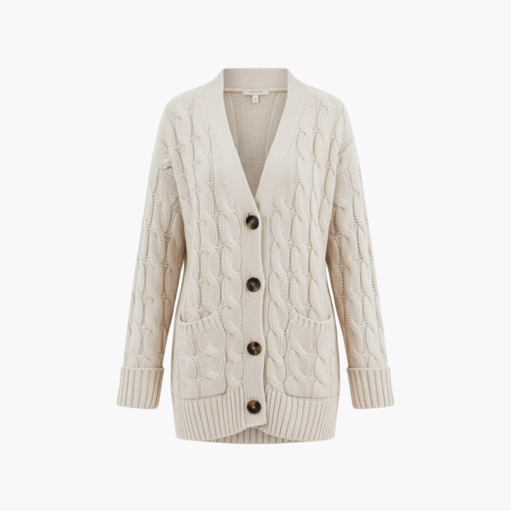 Kvinders cardigan med knapper og lommer