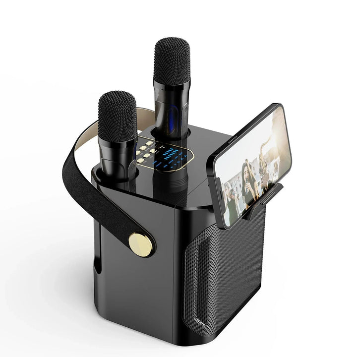 Kraftfuld Bluetooth-karaokehøjttaler – bærbar trådløs subwoofer med 360° surroundlyd og dobbelt mikrofon
