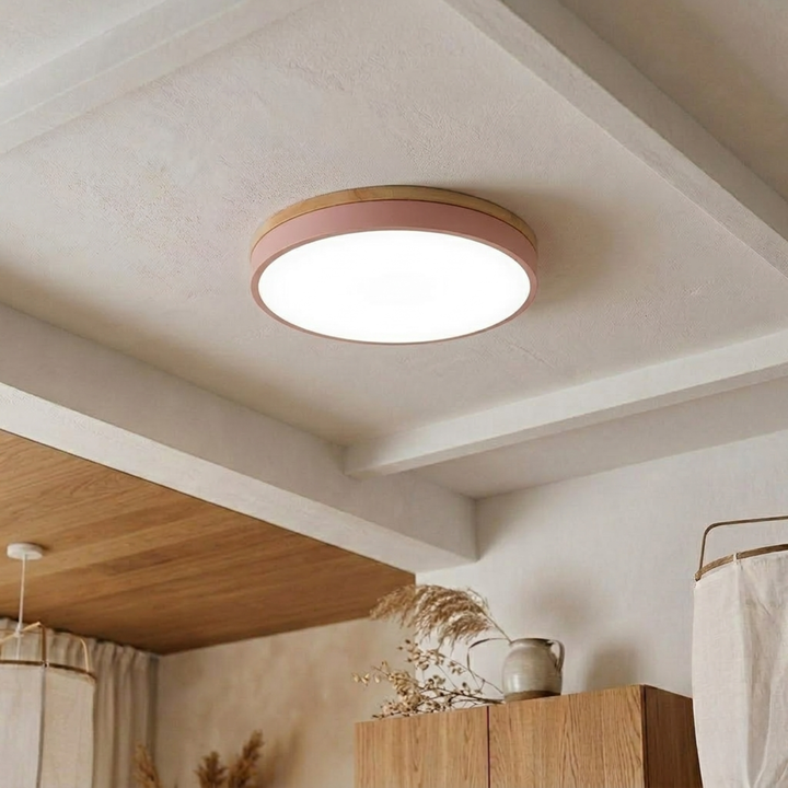 Rund skive-loftlampe – flad, indbygget lampe