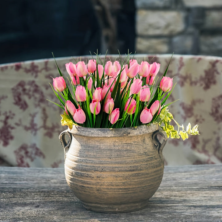 Sæt med 6 buketter kunstige tulipaner – UV-bestandige og realistiske til have- og indendørsdekoration