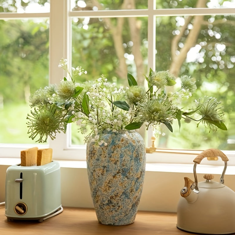 Unik vintage keramikvase – håndlavet blå terracotta til et autentisk look