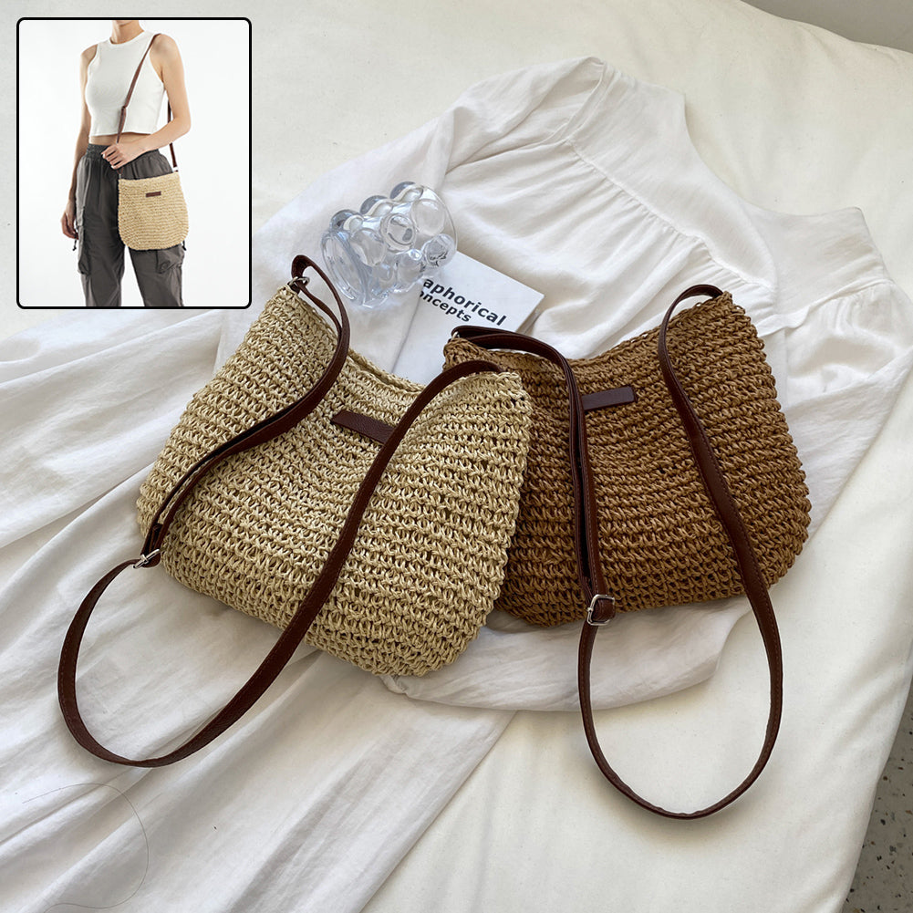 Niche Design Vacation Straw Tote Bag
