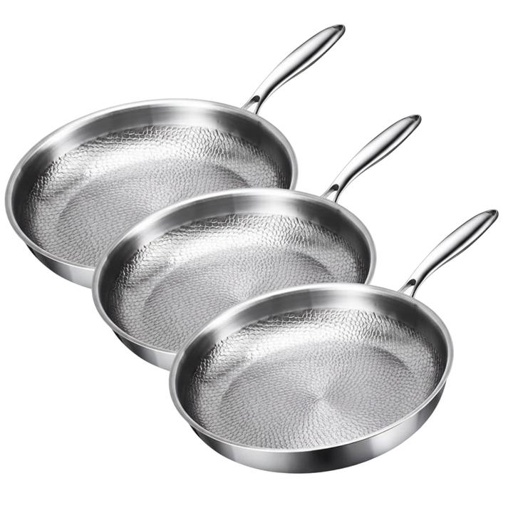 Premium titanium gryde-/pandesæt, 3 dele – Egnet til induktion & naturlig non-stick belægning – 3 pander