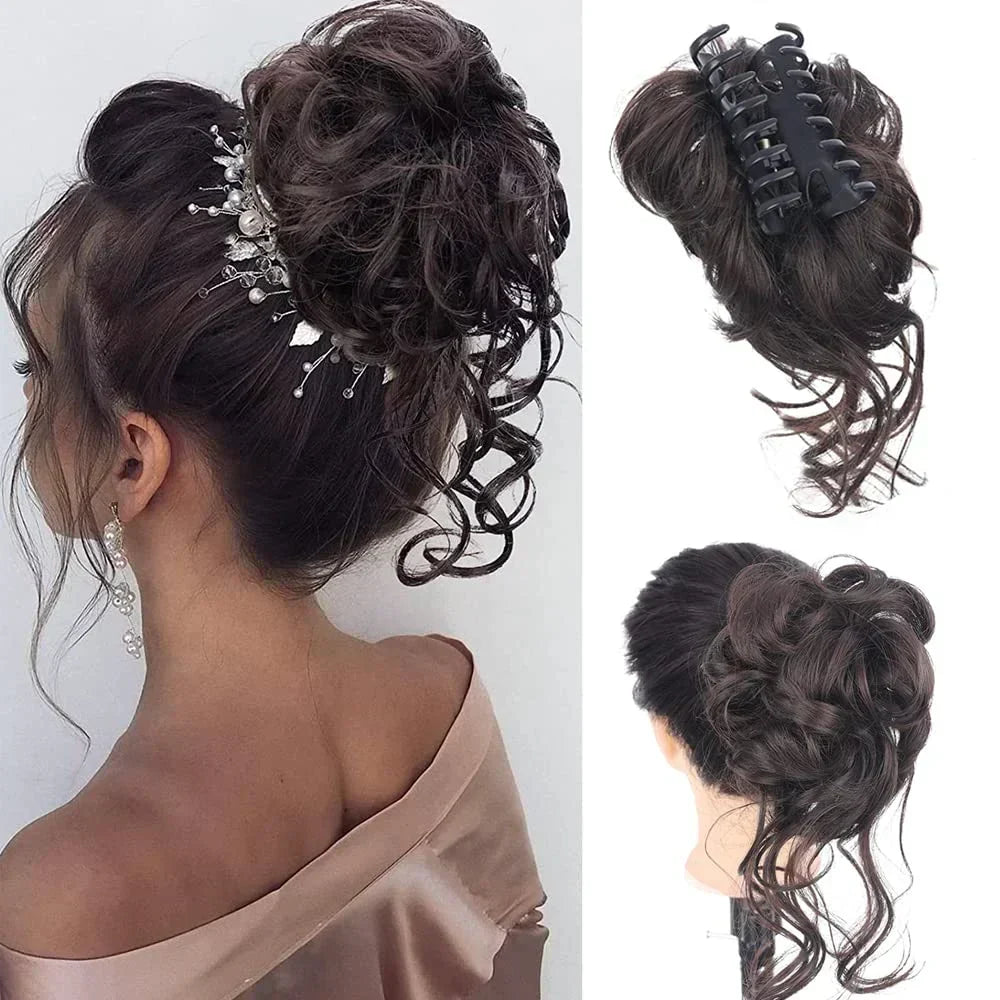 Krøllet chignon – clip-in hairextensions med volumen og naturligt udseende