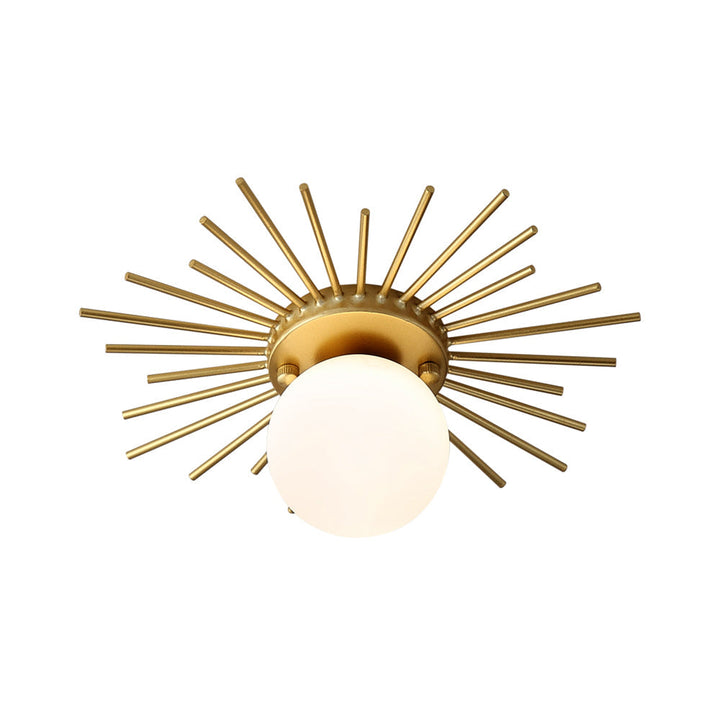 Kugleformet loftslampe med skærm i mat glas, minimalistisk 1-pære loftmontering i guld