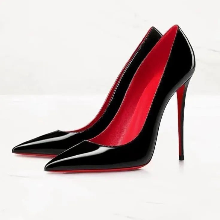 Stiletto-højhælede sko til kvinder – spids tå & lakeret læder, flere farver