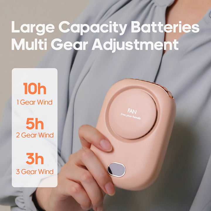 Genopladelig mini halsventilator med USB – Let med justerbare hastigheder