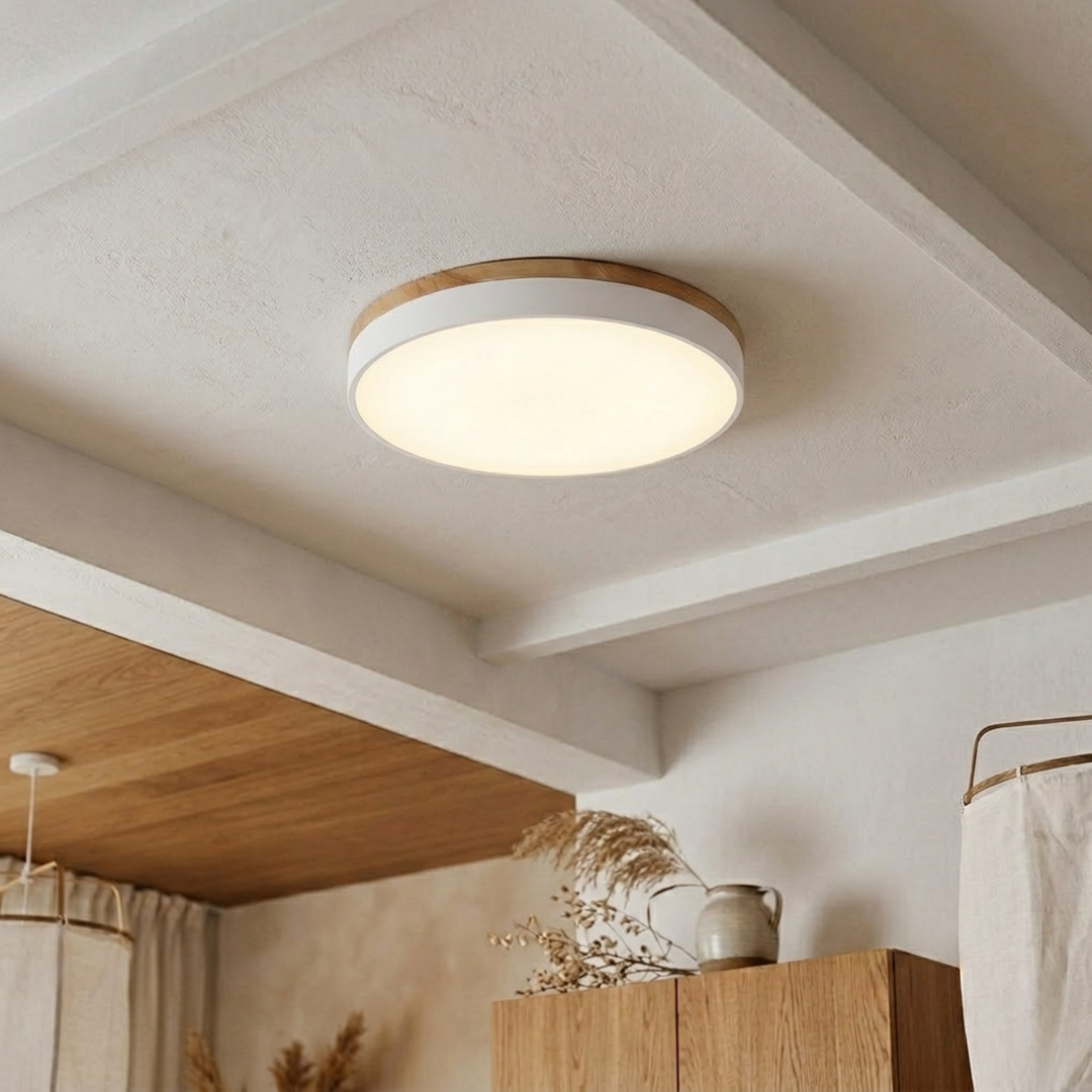 Rund skive-loftlampe – flad, indbygget lampe