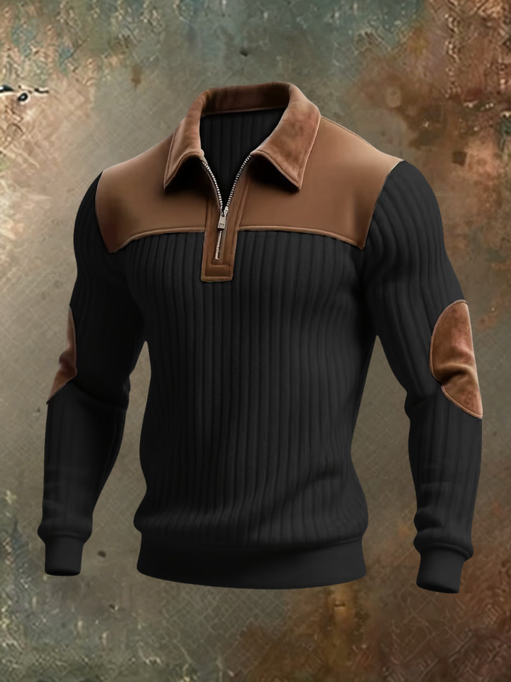 Luksuriøs herrepullover med detaljer i ruskindslook