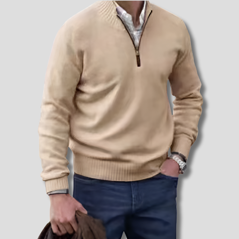 Herre sweater med halv lynlås