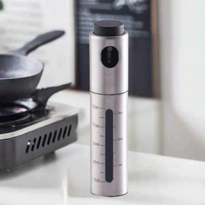 CULINARA FineMist oliesprayer | Rustfri stålflaske på 100 ml | Til olie, eddike og BBQ | Genopfyldelig og dosérbar