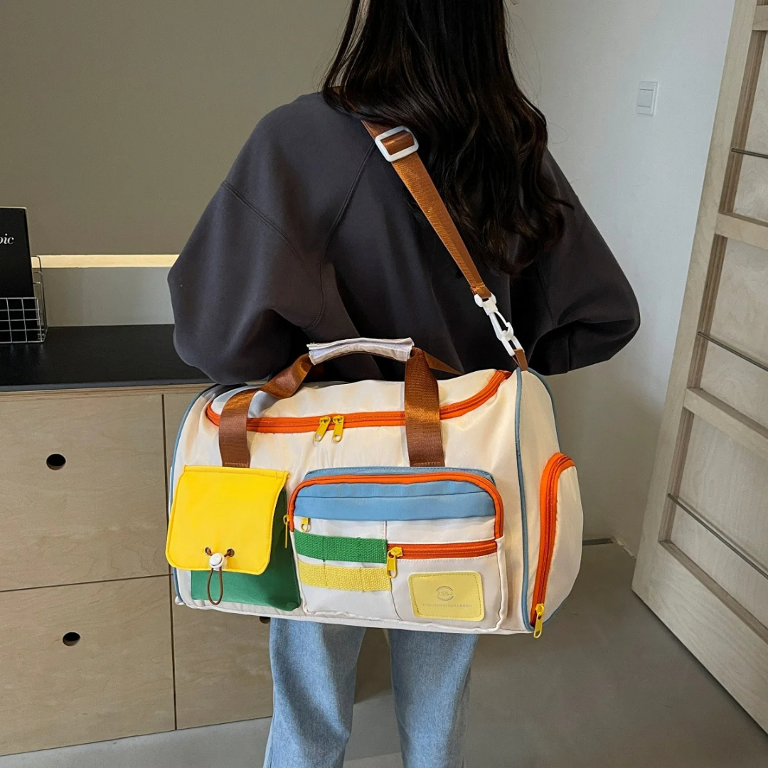 Let rejsetaske med farveblokke - FlexaBag