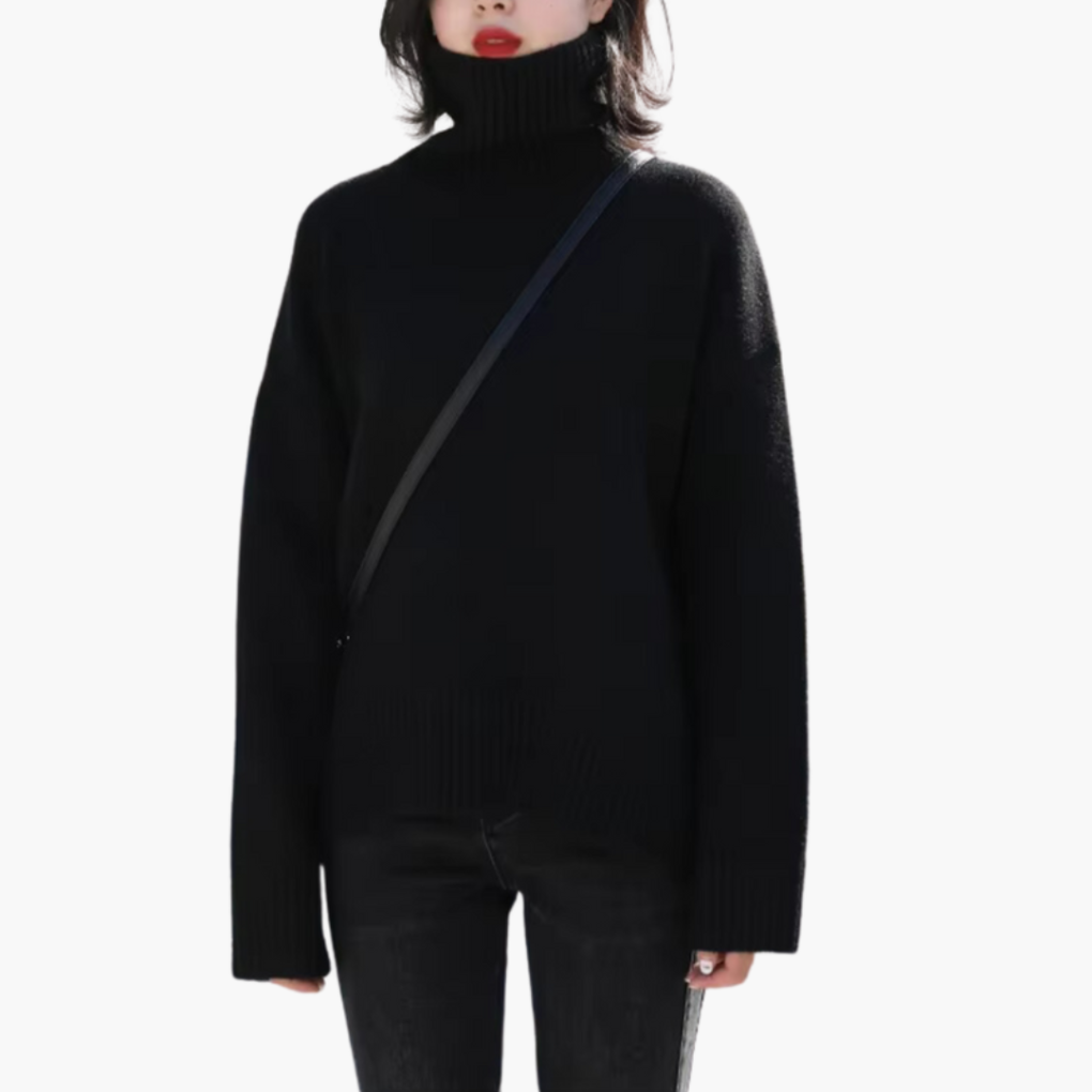 Kvinders Turtleneck Sweater med Lange Ærmer og Ribbet Tekstur