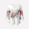 Damebluse med V-hals og blomsterprint