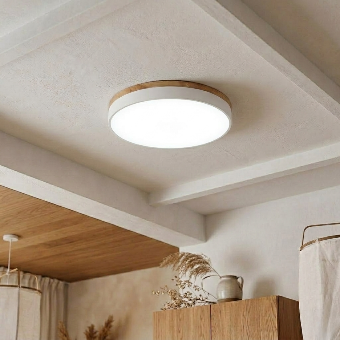 Rund skive-loftlampe – flad, indbygget lampe