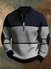 Stribet herresweater med halv lynlås og lange ærmer med ribkant