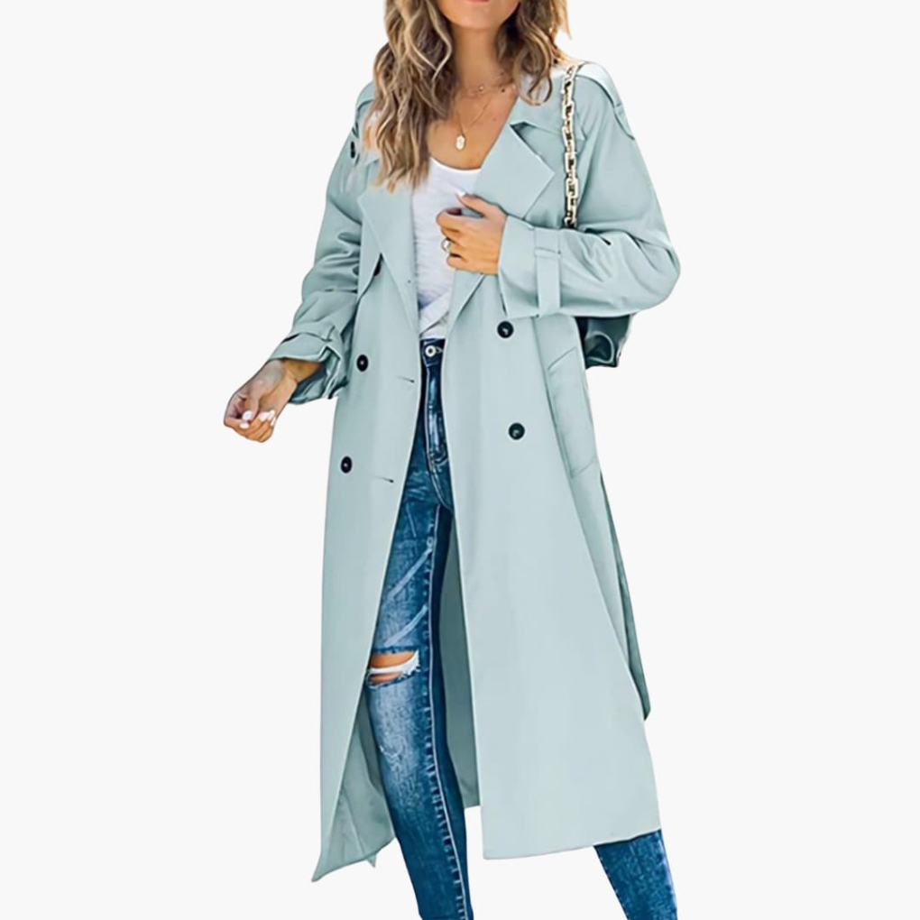 Kvinders Trench Coat med Knaplukning Udsalgspris